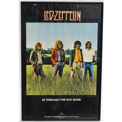 2487 - Pop music memorabilia : a framed promotional poster for the 1979 Led Zeppelin album 'In Through The ... 