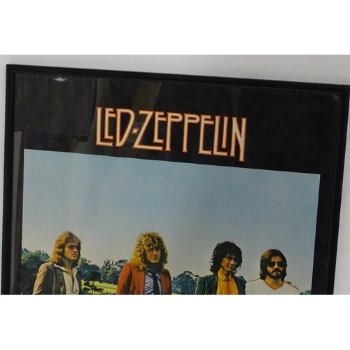 2487 - Pop music memorabilia : a framed promotional poster for the 1979 Led Zeppelin album 'In Through The ... 