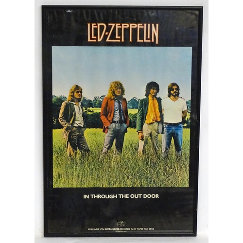 2487 - Pop music memorabilia : a framed promotional poster for the 1979 Led Zeppelin album 'In Through The ... 