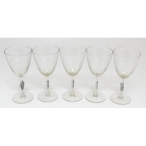 290 - A set of ten Rene Lalique Edward drinking glasses with cockerel / cock / rooster decoration to stems... 