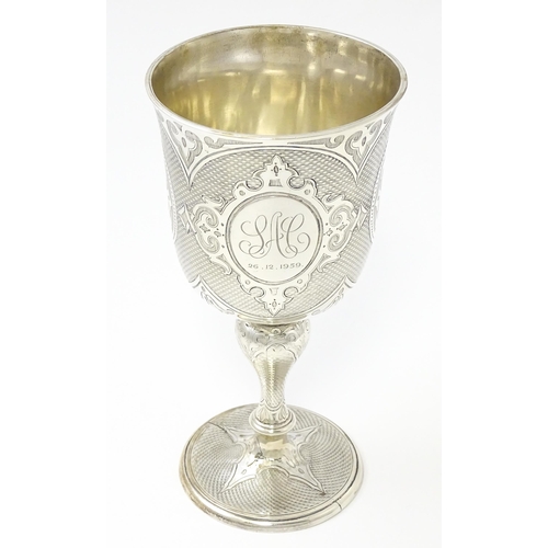 624 - A Victorian silver goblet / chalice hallmarked London 1864, maker Edward Ker Reid. Approx. 7