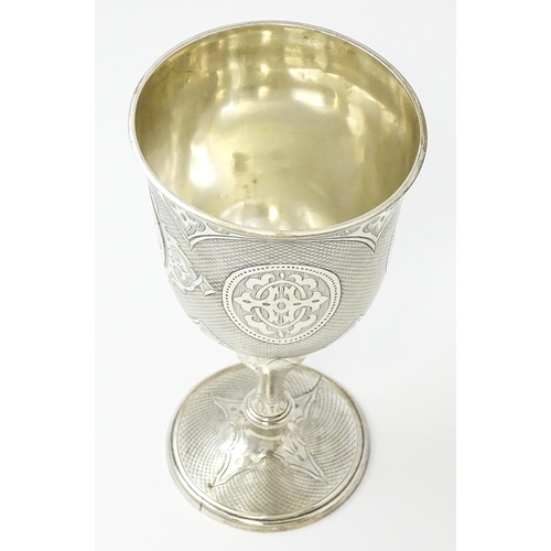 624 - A Victorian silver goblet / chalice hallmarked London 1864, maker Edward Ker Reid. Approx. 7