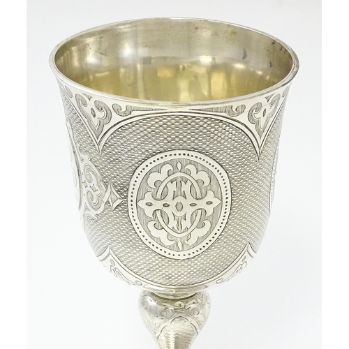 624 - A Victorian silver goblet / chalice hallmarked London 1864, maker Edward Ker Reid. Approx. 7