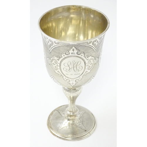 624 - A Victorian silver goblet / chalice hallmarked London 1864, maker Edward Ker Reid. Approx. 7