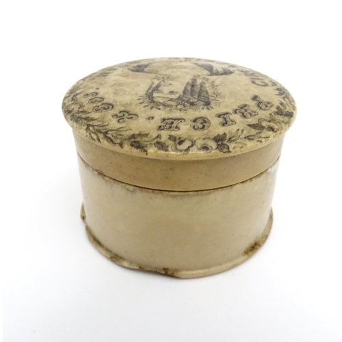 128 - A 19thC Price & Co. Circassian Cream pot lid and base decorated with an elegant lady to centre with ... 