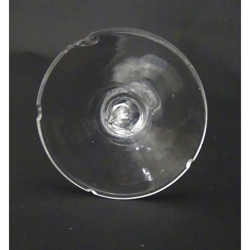 538 - A drinking glass with air twist detail to stem. Approx. 5 1/2