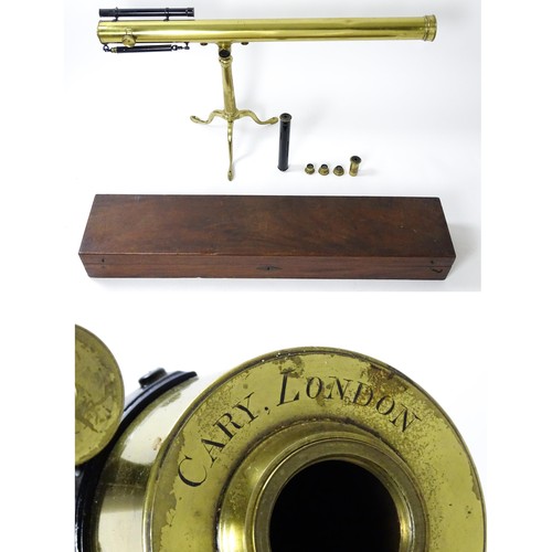 1493 - A cased Georgian astronomical refracting telescope by Cary, London (1759-1825.) Constructed from bra... 