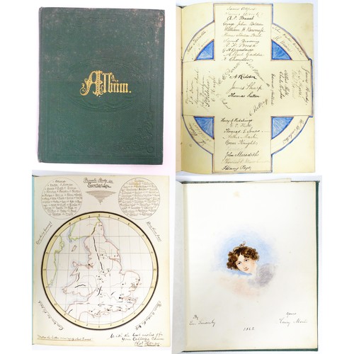 2466 - A 19thC scrap album containing various drawings, verses and hand drawn music scores by students at K... 