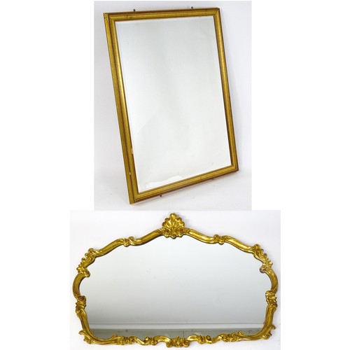 929 - Two modern gilt framed mirrors. The larger measuring 54