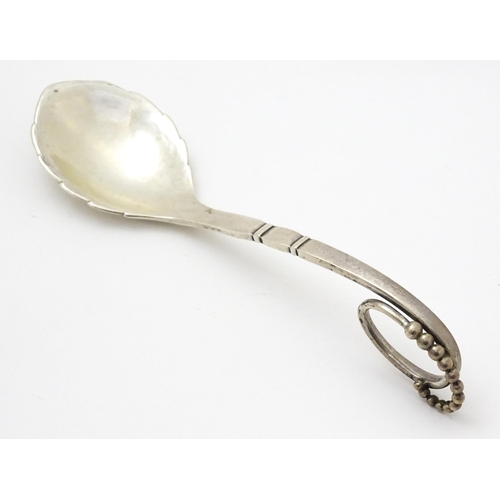 311 - Scandinavian silver : A Danish .830 silver spoon by George Jensen. Pattern no. 41. Bearing Copenhage... 