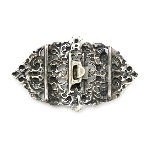 462 - A Victorian silver buckle with acanthus scroll and floral detail, hallmarked Birmingham 1897, maker ... 