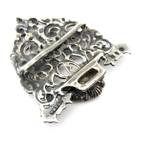 462 - A Victorian silver buckle with acanthus scroll and floral detail, hallmarked Birmingham 1897, maker ... 