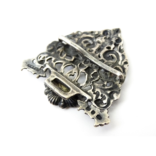 462 - A Victorian silver buckle with acanthus scroll and floral detail, hallmarked Birmingham 1897, maker ... 