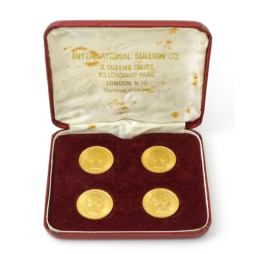 830 - Coins : Four Elizabeth II gold sovereigns comprising two 1966 and two 1968 coins. Cased.