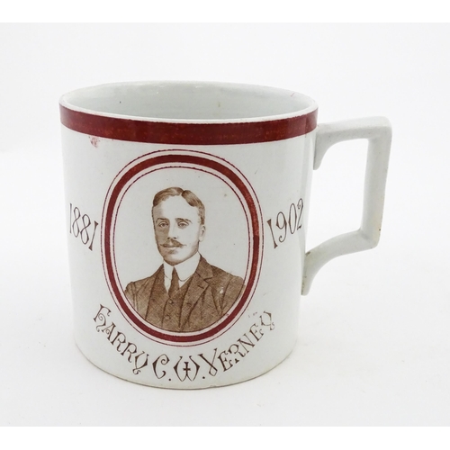 52 - Local Buckinghamshire Interest: A commemorative mug depicting Harry Verney and titled Harry C. W. Ve... 