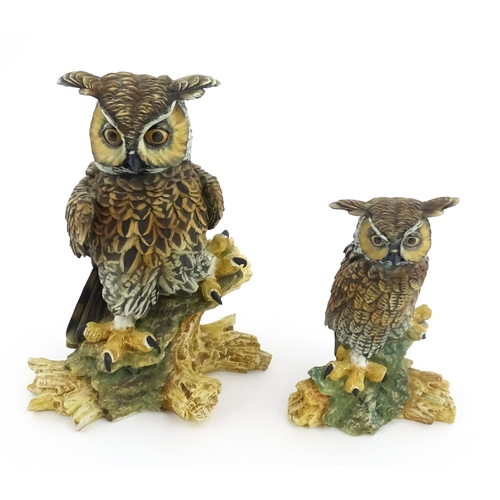 71 - Two Capodimonte models of owls each perched on a branch, both signed V. Bindi. With certificate of a... 