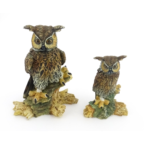 71 - Two Capodimonte models of owls each perched on a branch, both signed V. Bindi. With certificate of a... 