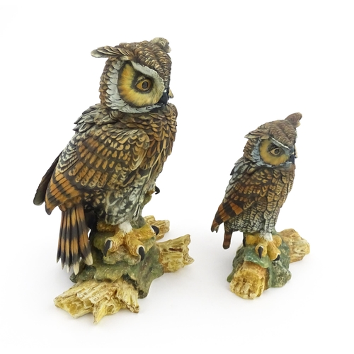 71 - Two Capodimonte models of owls each perched on a branch, both signed V. Bindi. With certificate of a... 