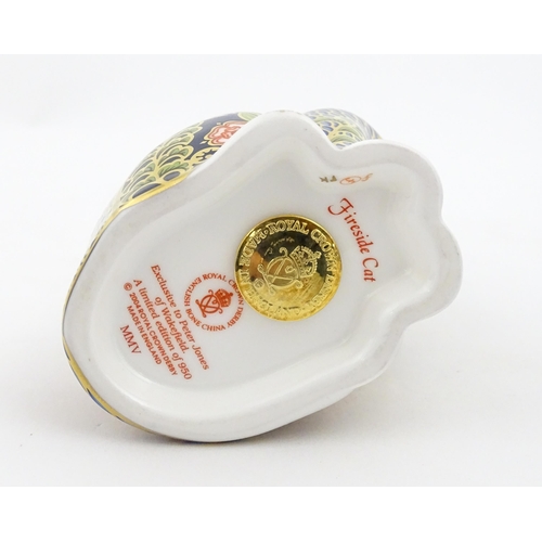 108 - A Royal Crown Derby paperweight modelled as a seated cat, Fireside Cat. Marked under, limited editio... 