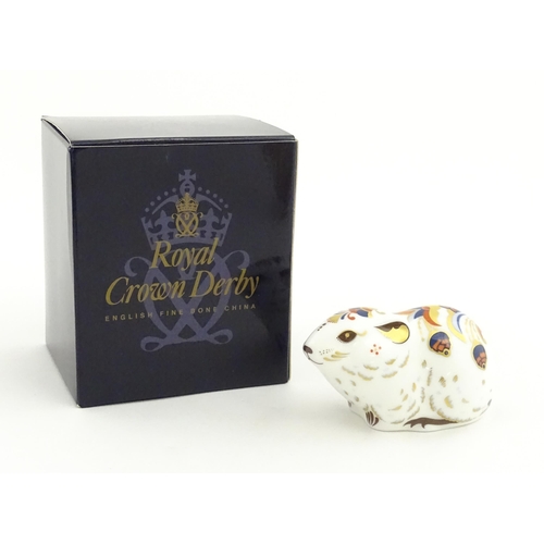 110 - A Royal Crown Derby paperweight modelled as a Bank Vole. Marked under. Boxed. Approx. 3 1/4