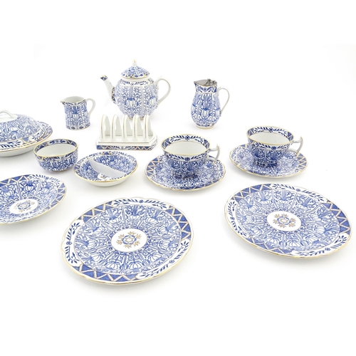 163 - A Harley Jones breakfast set for two in the Wilton Lily pattern comprising teapot, jug, sugar bowl, ... 