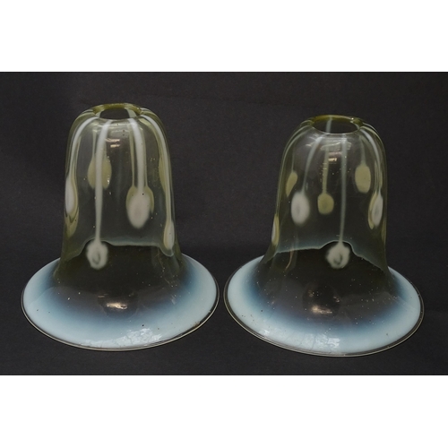 181 - A pair of Art Nouveau vaseline glass light shades. Approx 5 1/2