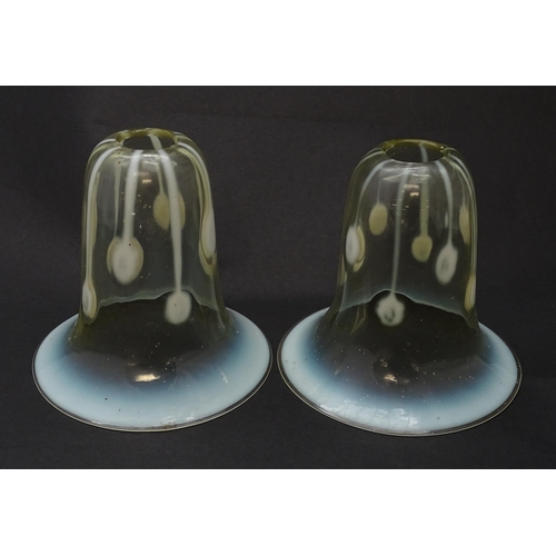 181 - A pair of Art Nouveau vaseline glass light shades. Approx 5 1/2