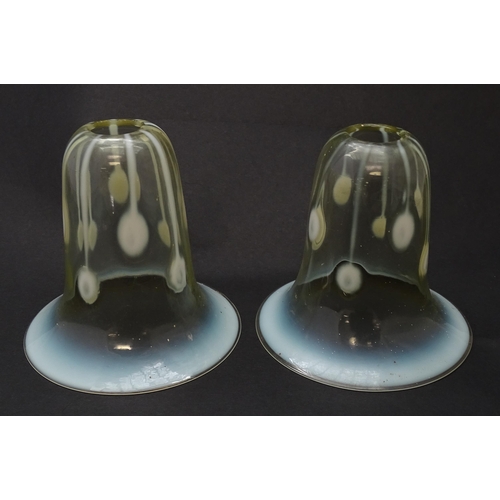 181 - A pair of Art Nouveau vaseline glass light shades. Approx 5 1/2