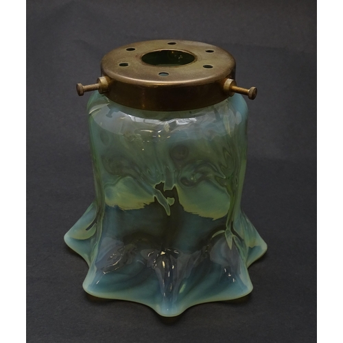 182 - An Art Nouveau vaseline glass light shade. Approx 5