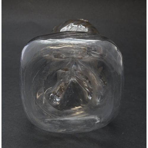 186 - A Victorian glass glug glug decanter with pinch detail, the silver mounts hallmarked  Birmingham 190... 