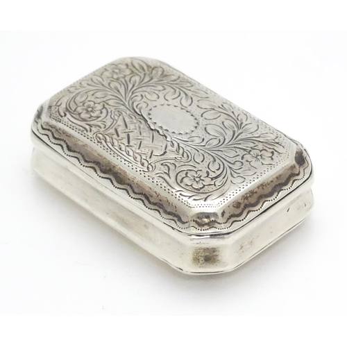 323 - A George IV silver snuff box with engraved decoration hallmarked Birmingham 1820, maker Thomas Bettr... 