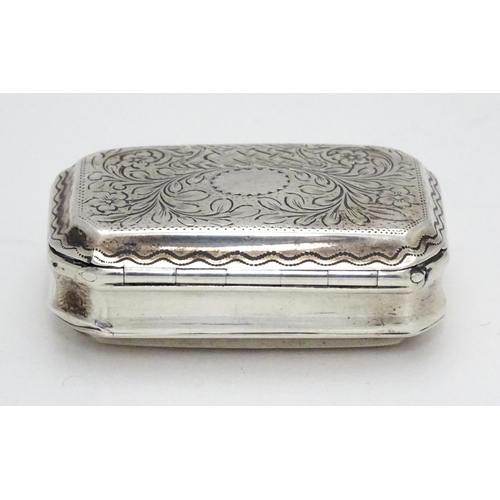 323 - A George IV silver snuff box with engraved decoration hallmarked Birmingham 1820, maker Thomas Bettr... 