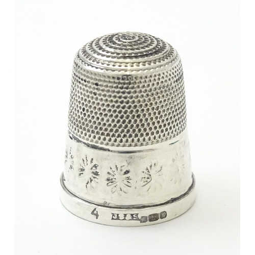 326 - Two silver thimbles, one hallmarked Chester 1916, maker Charles Horner Ltd. The other hallmarked She... 