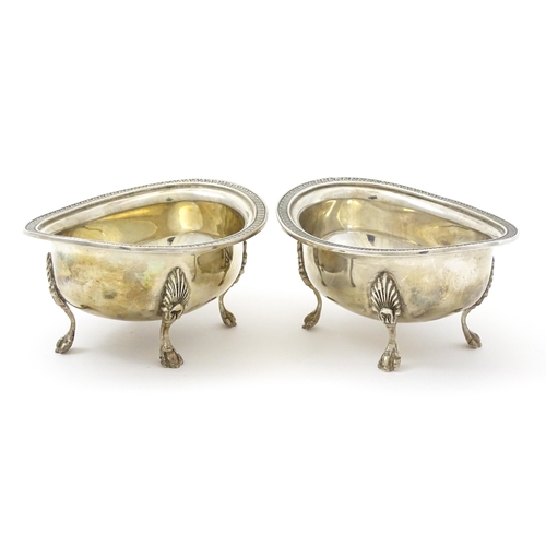 417 - A pair of Continental .800 silver table salts of oval form. Approx. 4 1/2