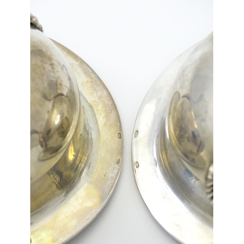 417 - A pair of Continental .800 silver table salts of oval form. Approx. 4 1/2