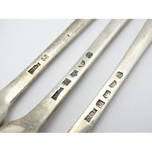 297 - Three Scottish silver marrow scoops hallmarked Edinburgh 1802, maker McHattie & Fenwick. Each with e... 