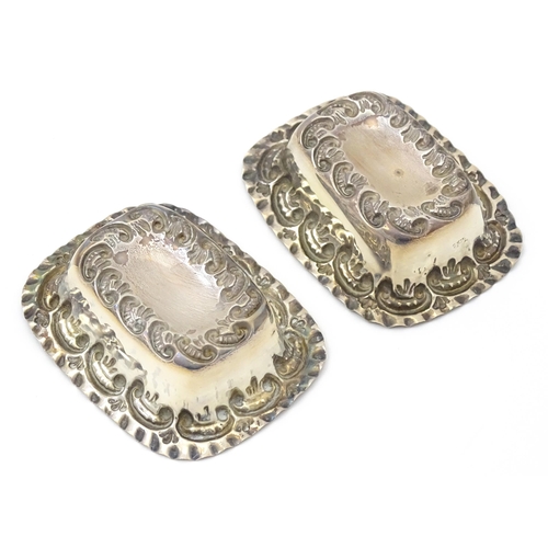 316 - Two silver salts with embossed decoration and gilded interiors hallmarked Birmingham 1901 maker Will... 