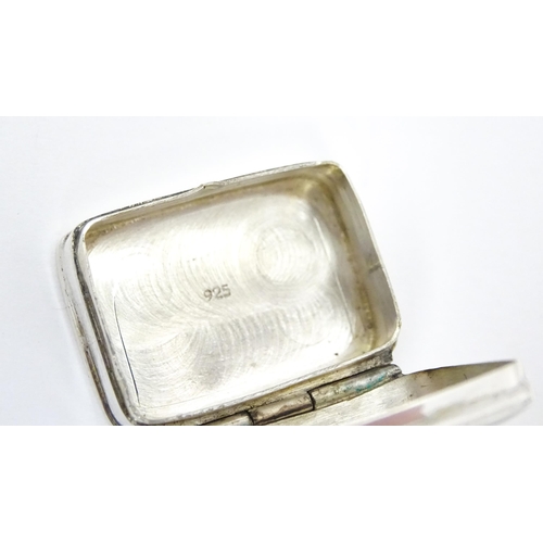 353 - A .925 silver pill box. Approx. 1 1/4