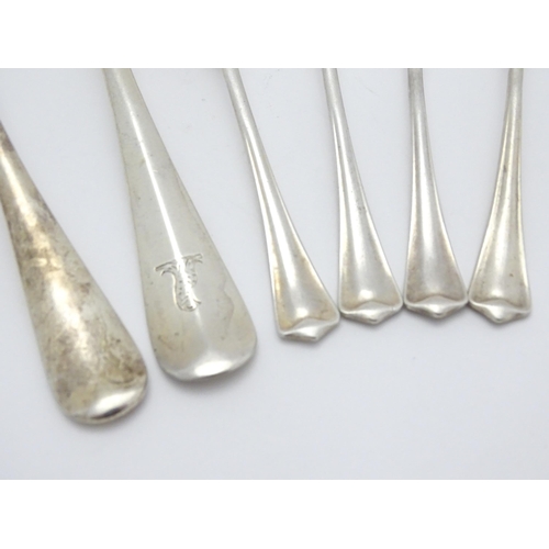 377 - A matched set of four silver teaspoons, three hallmarked Sheffield 1928, and one hallmarked Sheffiel... 