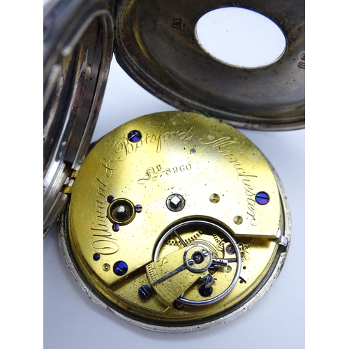 801 - A Victorian silver half hunter pocket watch hallmarked London 1968 maker Alford Thickbroom. Together... 