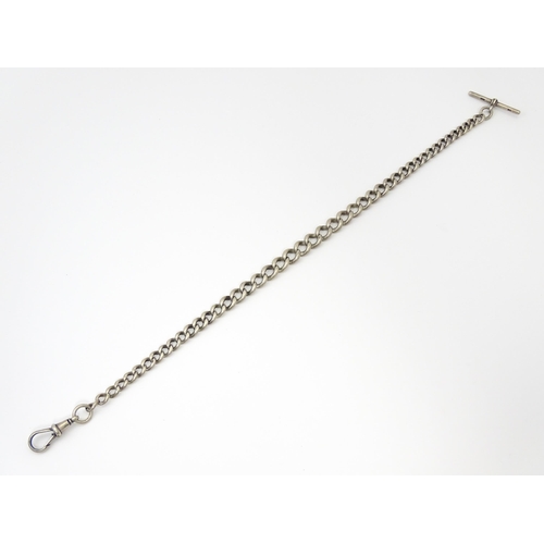 793 - A silver Albert watch chain set with T-bar, Approx. 14 1/2