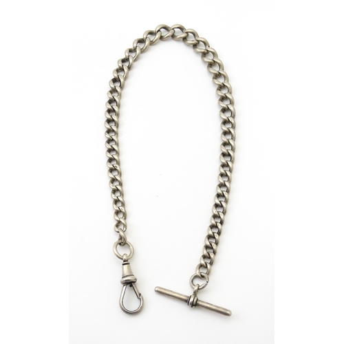 793 - A silver Albert watch chain set with T-bar, Approx. 14 1/2