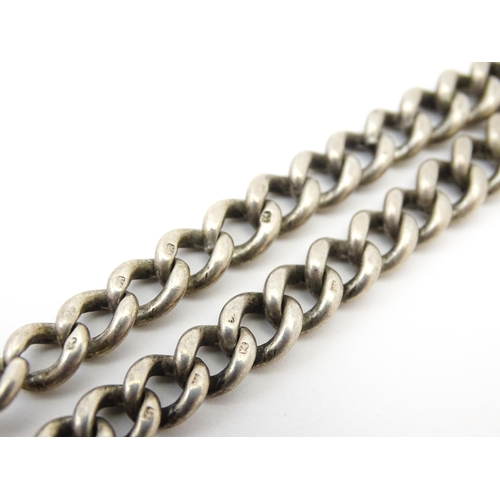 793 - A silver Albert watch chain set with T-bar, Approx. 14 1/2