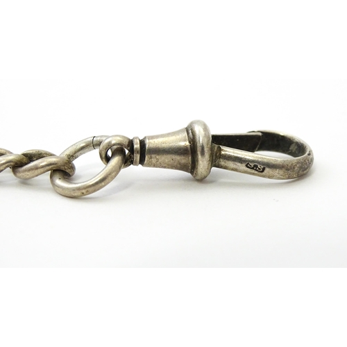 793 - A silver Albert watch chain set with T-bar, Approx. 14 1/2