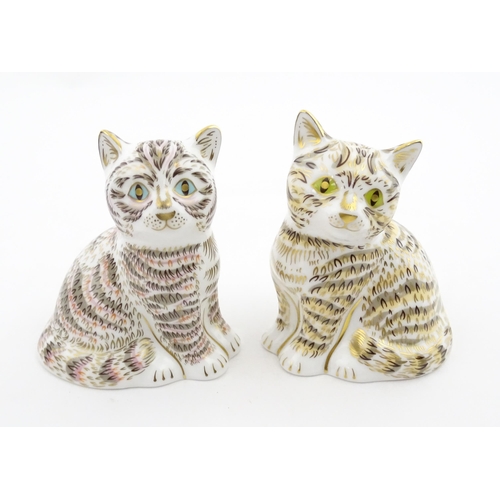 111 - Two Royal Crown Derby paperweights modelled as seated cats, Thomas, and Tabitha. Marked under, limit... 