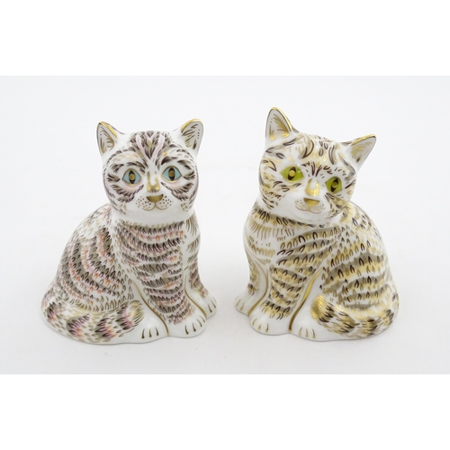 111 - Two Royal Crown Derby paperweights modelled as seated cats, Thomas, and Tabitha. Marked under, limit... 