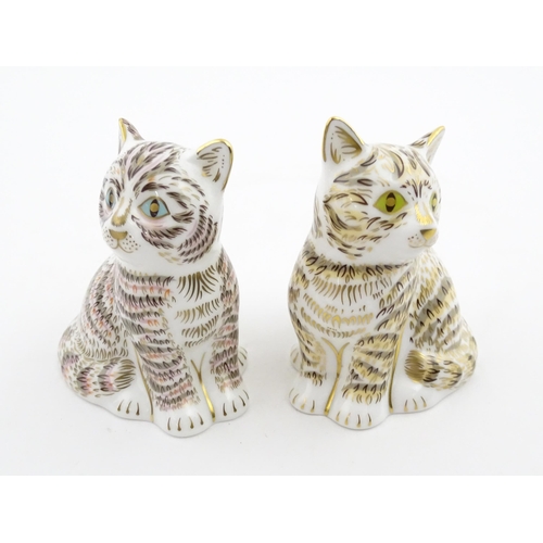 111 - Two Royal Crown Derby paperweights modelled as seated cats, Thomas, and Tabitha. Marked under, limit... 