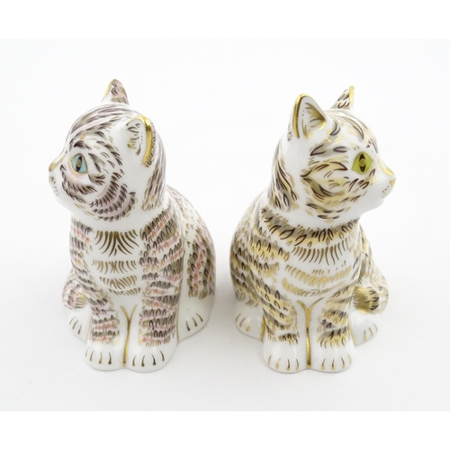 111 - Two Royal Crown Derby paperweights modelled as seated cats, Thomas, and Tabitha. Marked under, limit... 