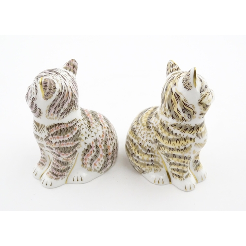 111 - Two Royal Crown Derby paperweights modelled as seated cats, Thomas, and Tabitha. Marked under, limit... 