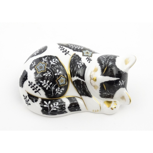 112 - Two Royal Crown Derby paperweights modelled as cats, one titled Misty. Marked under. Boxed. Seated c... 